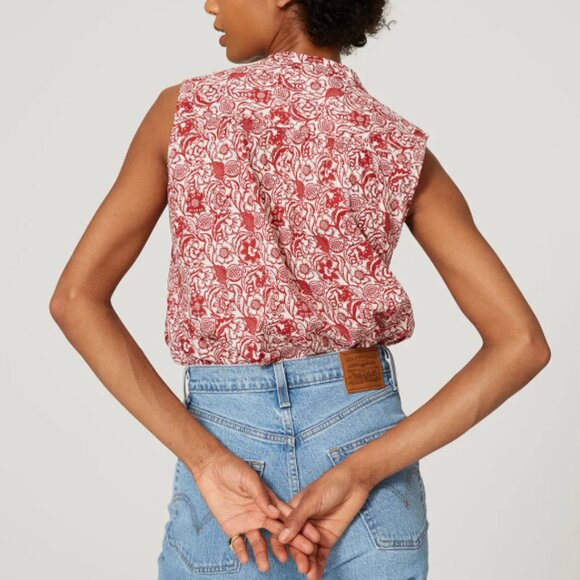 Size 48 (L/10) - DEREK LAM - Red Vintage Floral Top Rent the Runway $285 msrp - Picture 4 of 11